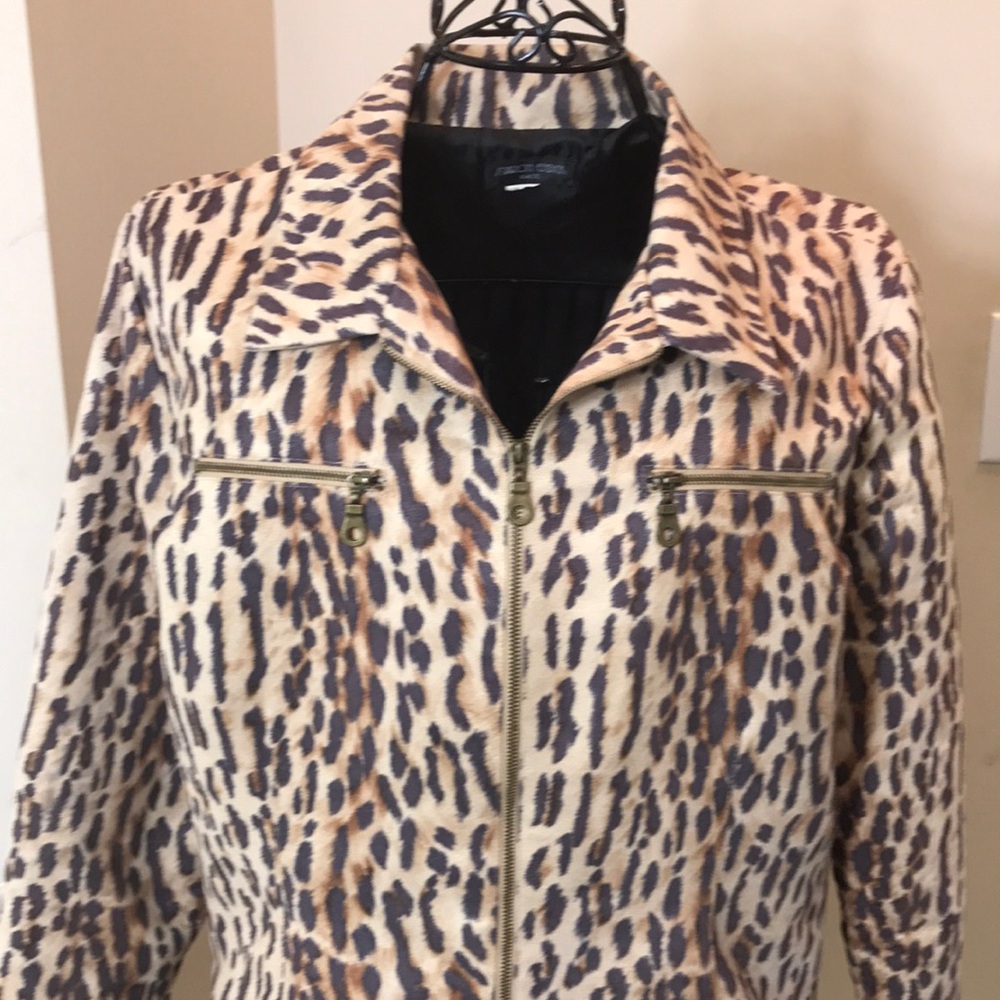 Vintage Sharon Endick Kate PolySuede Crop Leopard Print Jacket in Size M - Picture 2 of 9